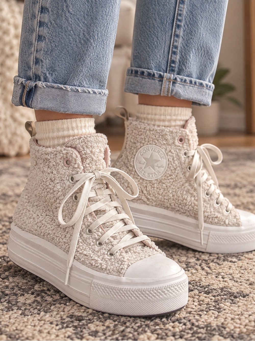 Converse Chuck Taylor All Star Move Sherpa Platform High Tops Size 9